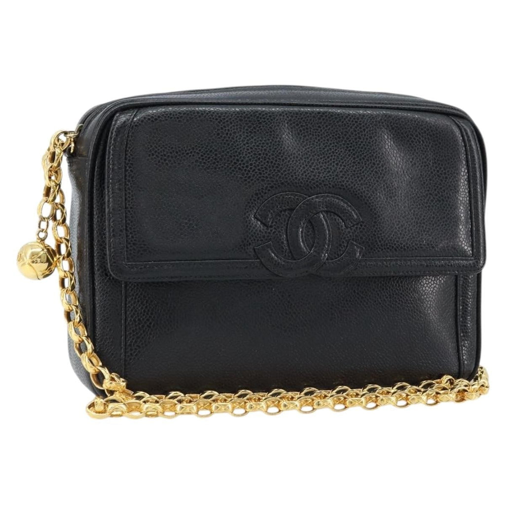 Chanel Vintage Front Pocket Cc Camera Bag Caviar Black Leather Shoulder Bag Bag