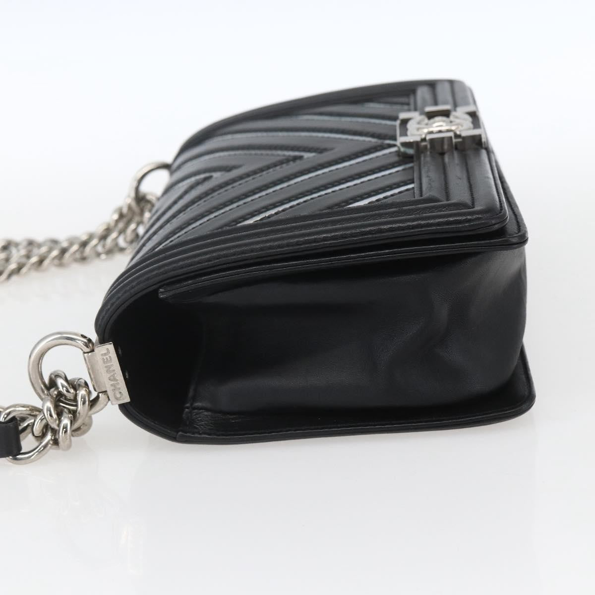 Chanel Boy Flap Bag Chevron Lambskin With Holographic Pvc Black Leather Shoulder Bag Bag