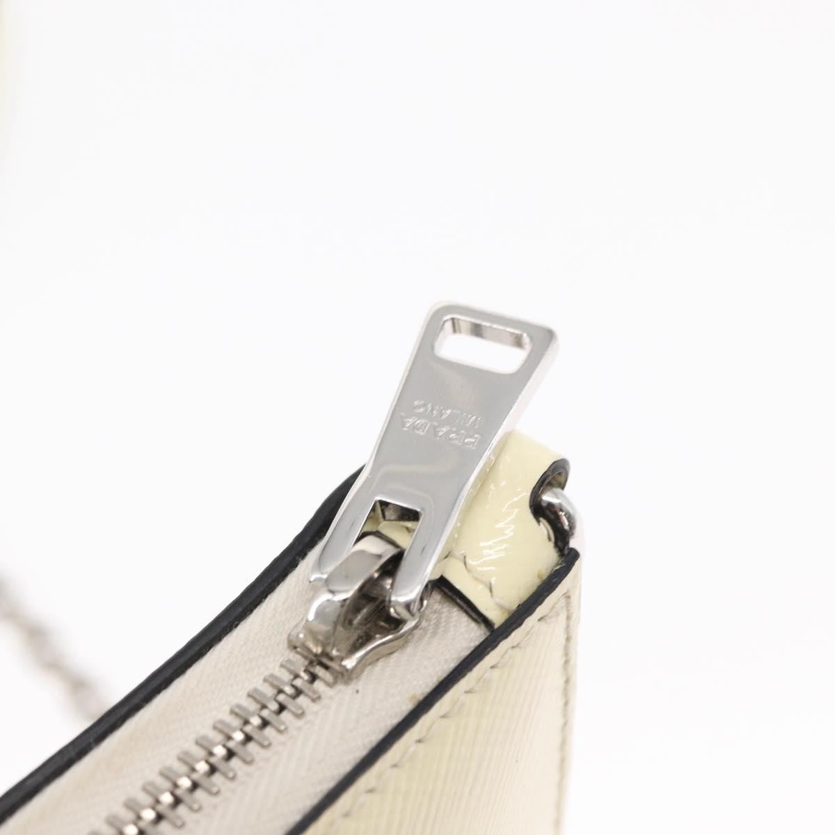 Prada Chain Crossbody Bag Vernice Saffiano Leather White Leather Shoulder Bag Bag