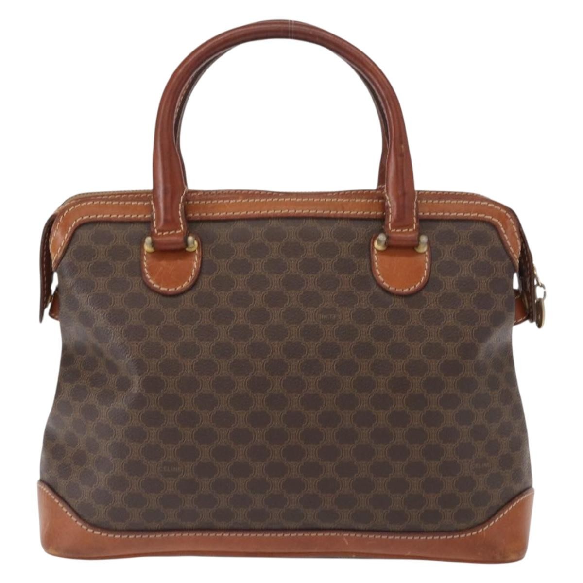 Celine Vintage Macadam Handbag Canvas And Leather Brown Canvas Handbag