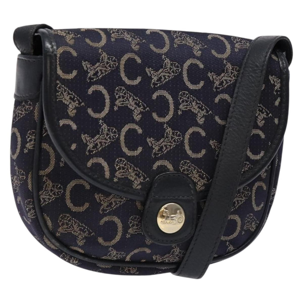 Celine C Sulky Shoulder Bag Canvas And Leather Navy Canvas Shoulder Bag Bag