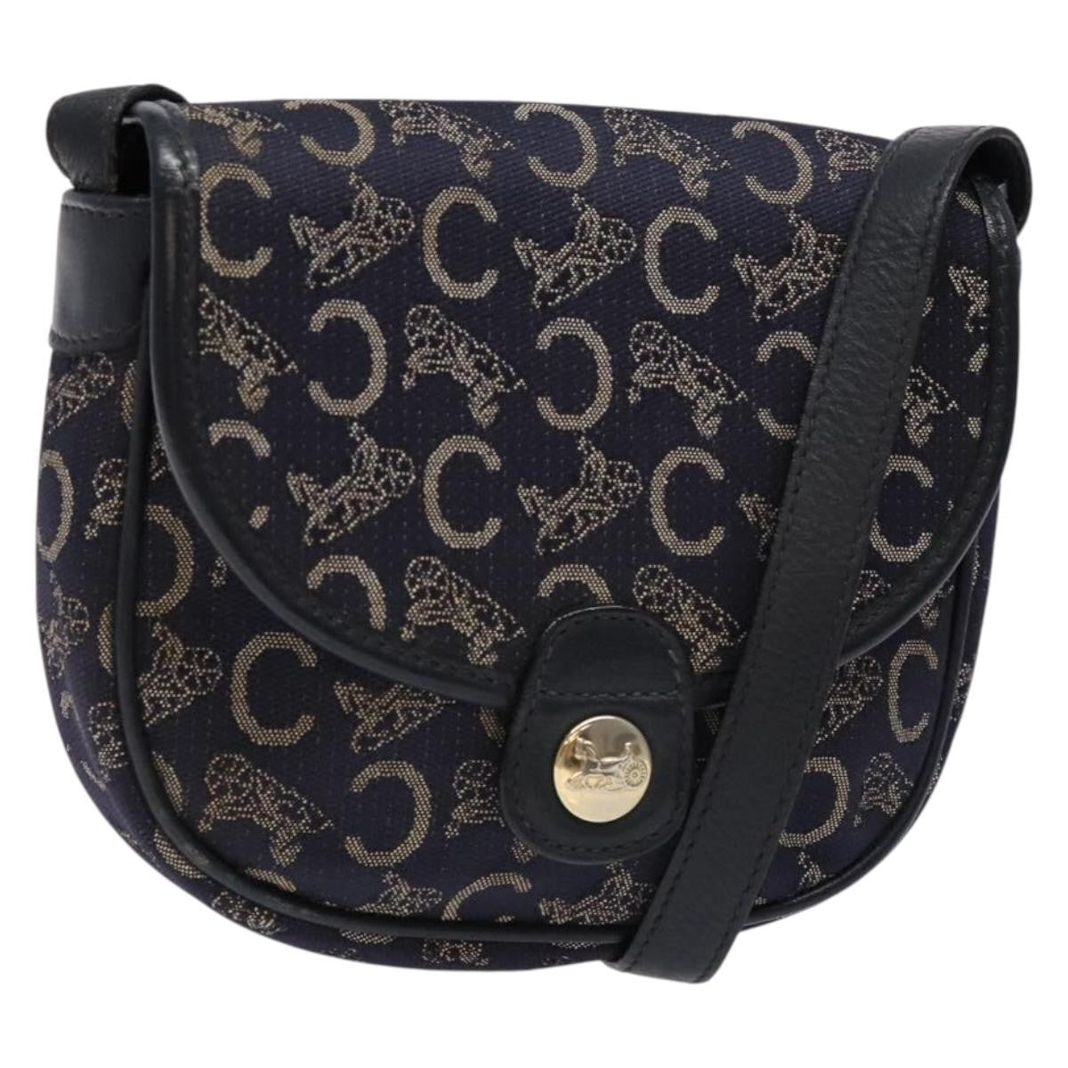 Celine C Sulky Shoulder Bag Canvas And Leather Navy Canvas Shoulder Bag Bag