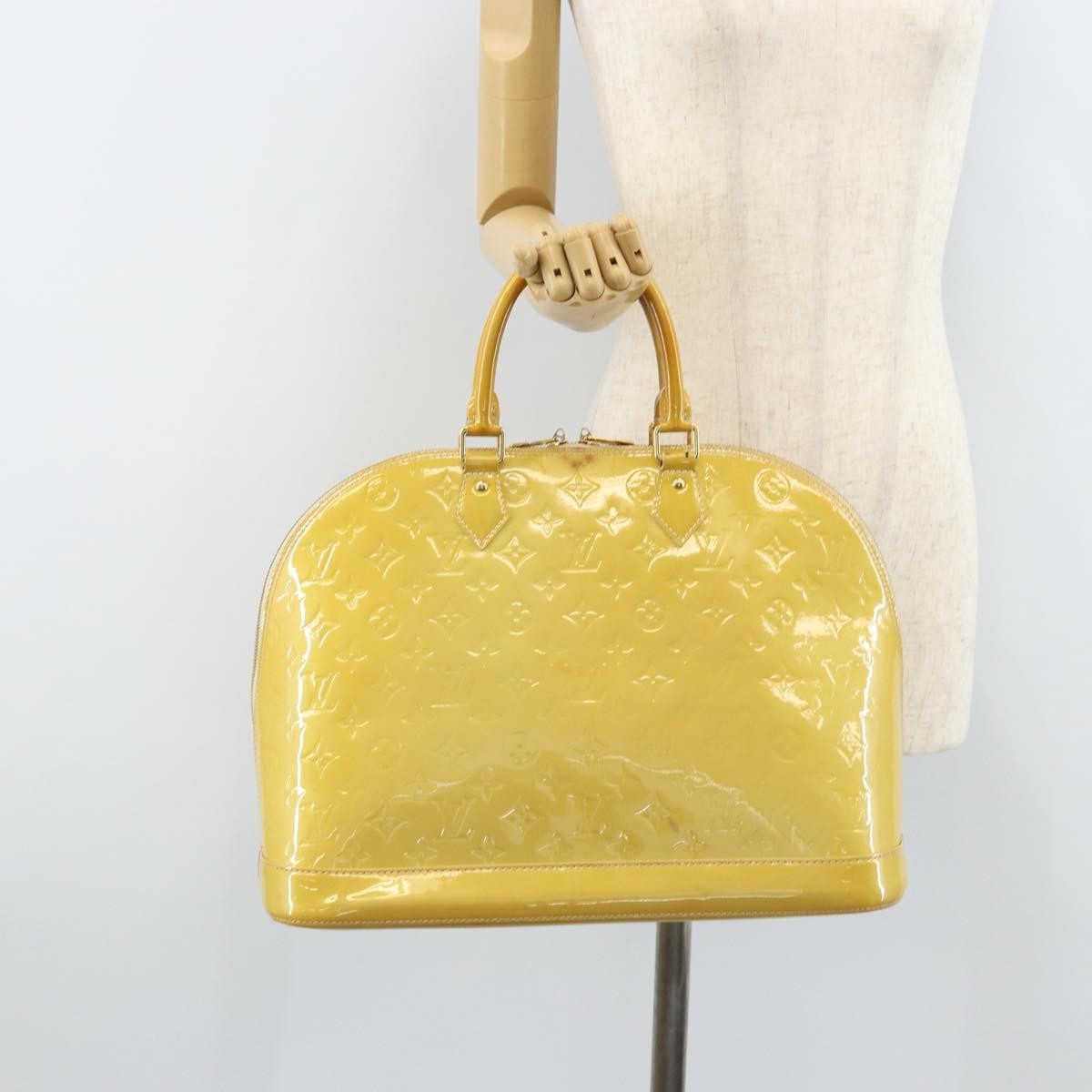 Louis Vuitton Alma Handbag Monogram Vernis Yellow Patent_Leather Handbag