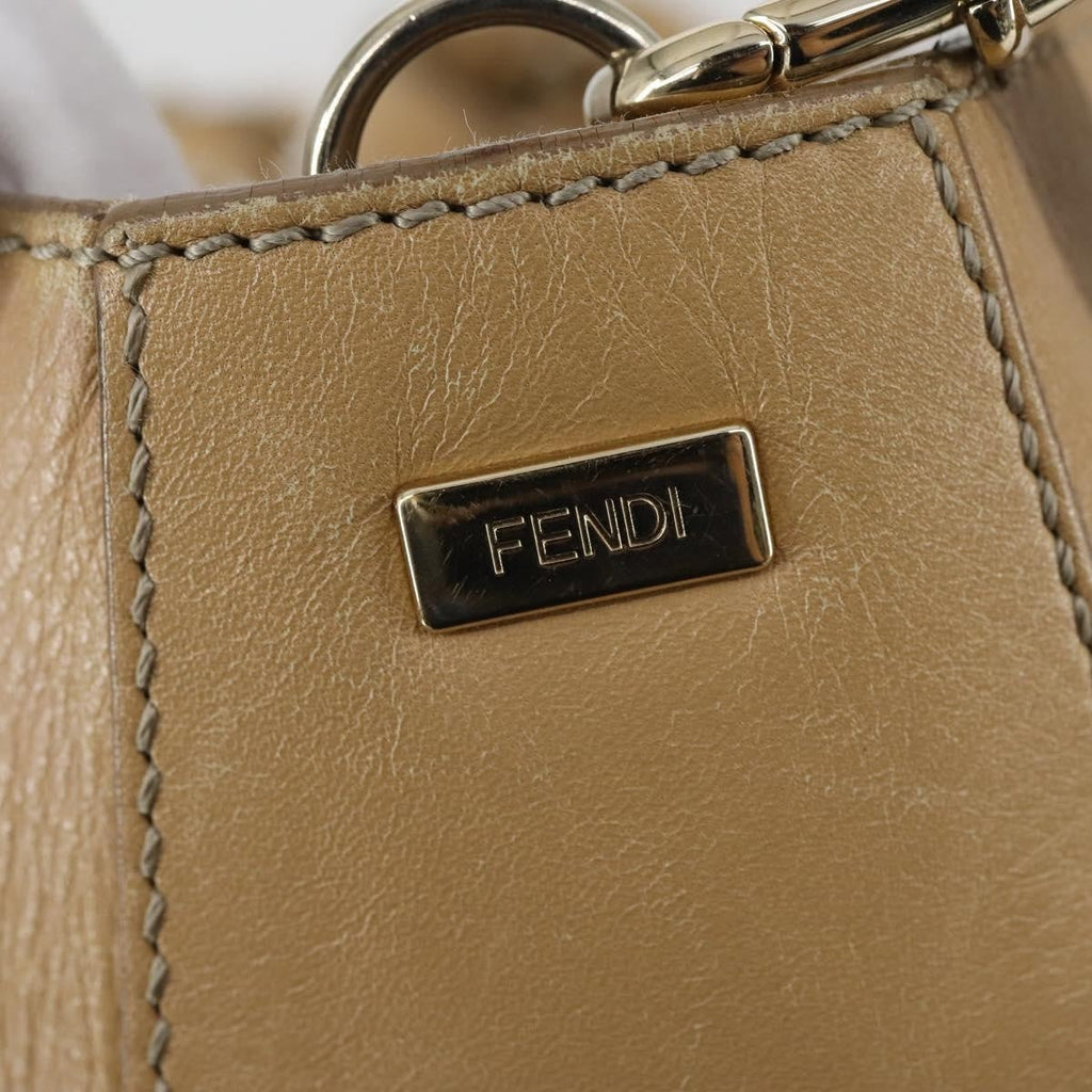 Fendi Twins Tote Leather Beige Leather Tote Bag Bag