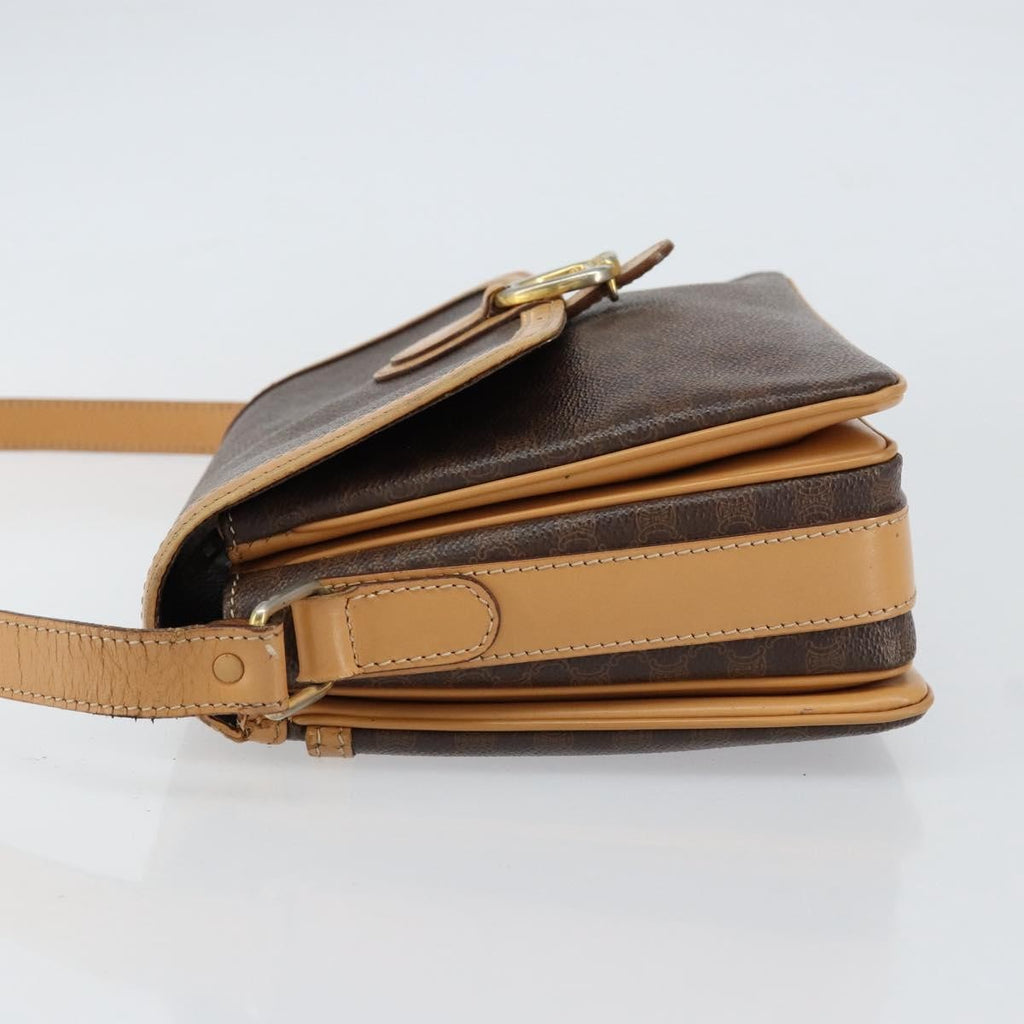 Celine Vintage Macadam Shoulder Bag Canvas And Leather Brown Canvas Shoulder Bag Bag