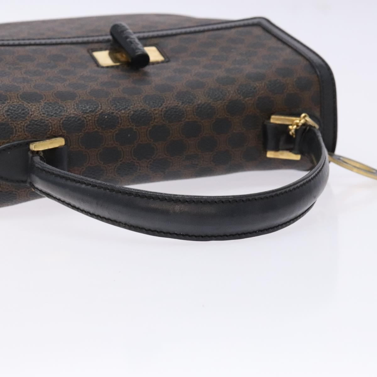 Celine Vintage Convertible Top Handle Bag Macadam Coated Canvas Black Canvas Handbag