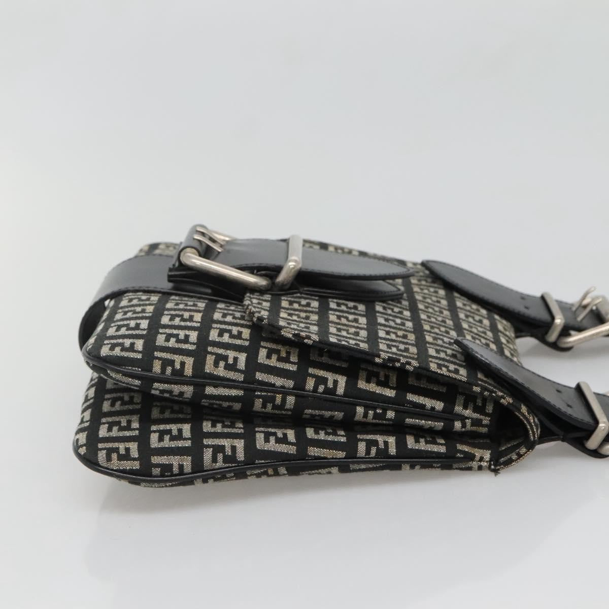 Fendi Buckle Flap Shoulder Bag Zucchino Canvas Black Canvas Shoulder Bag Bag