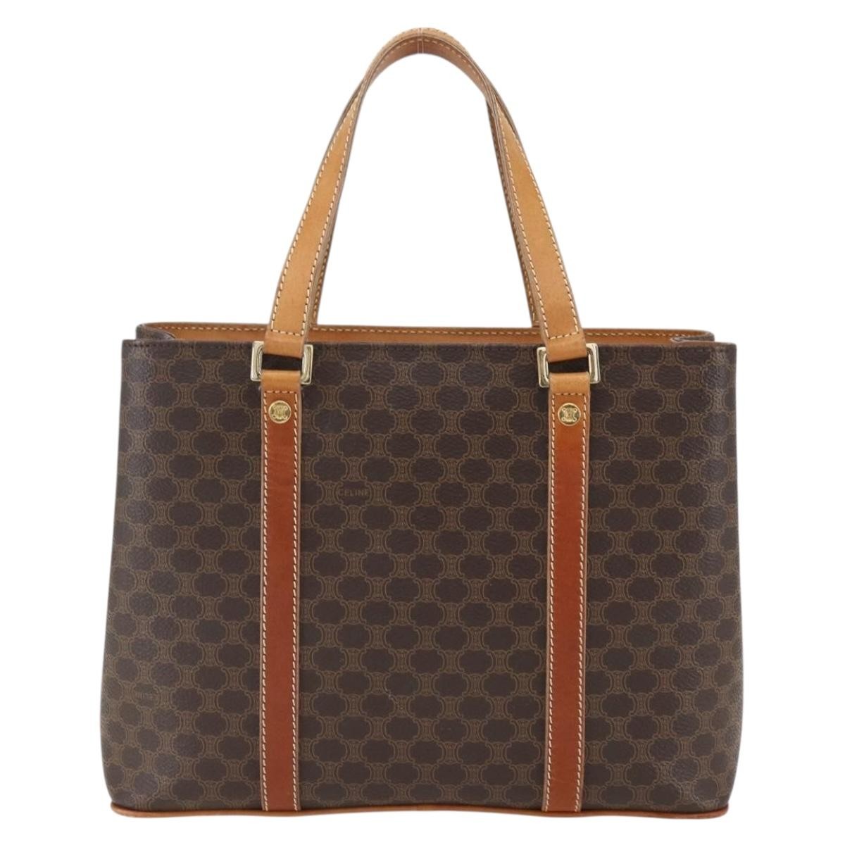 Celine Vintage Macadam Handbag Canvas And Leather Brown Canvas Handbag