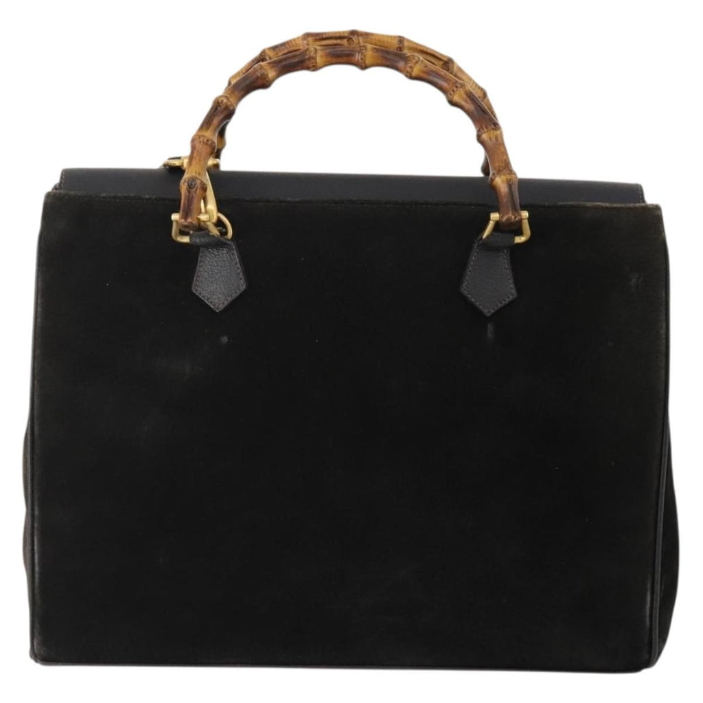 Gucci Vintage Diana Bamboo Top Handle Tote Ostrich Black Suede Tote Bag Bag (Pre-Owned)