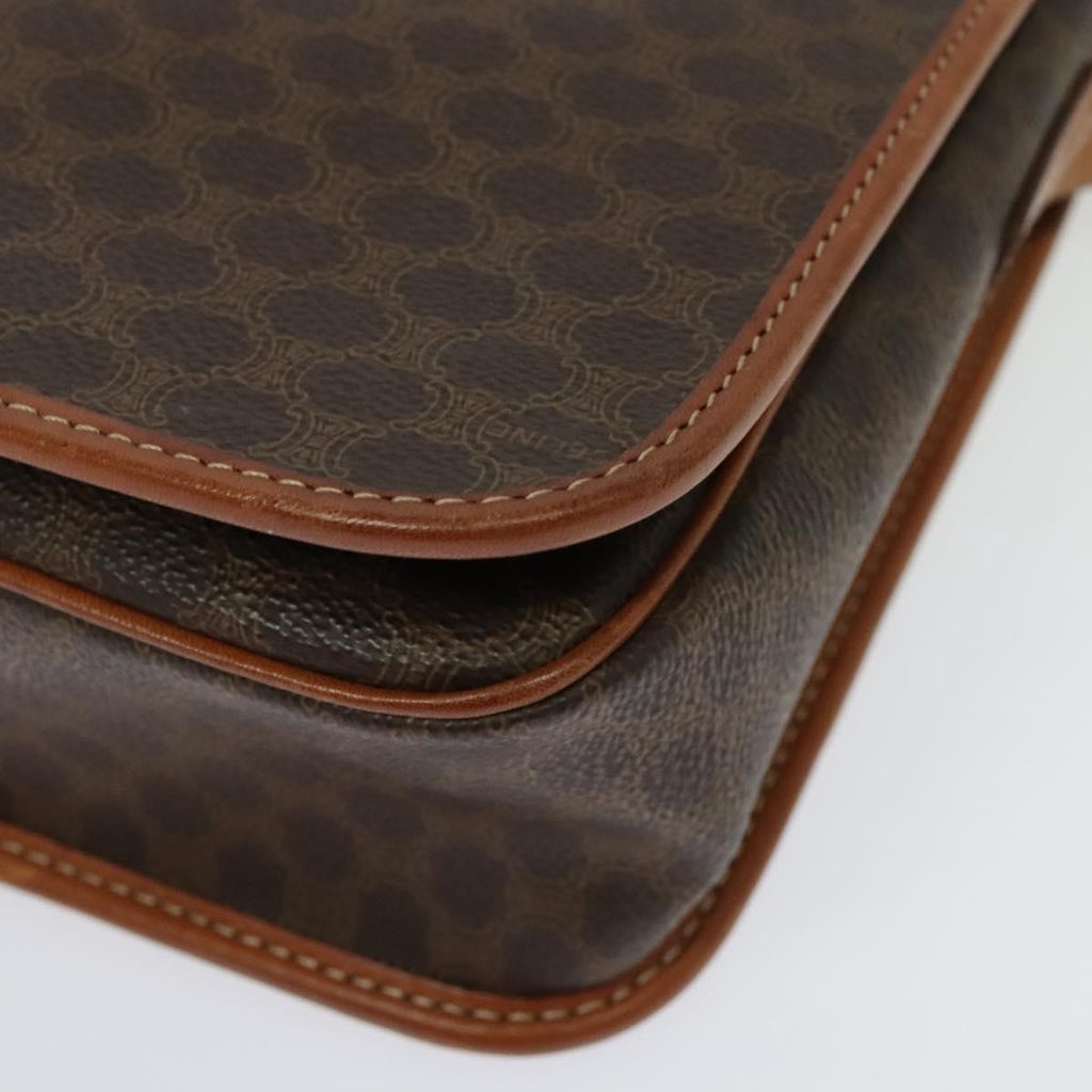 Celine Macadam Shoulder Bag Pvc Leather Brown Canvas Bag