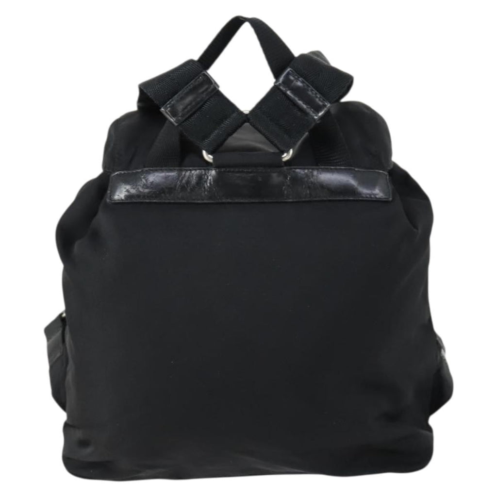 Prada Vela Double Front Pocket Backpack Tessuto With Saffiano Leather Black Nylon Backpack Bag