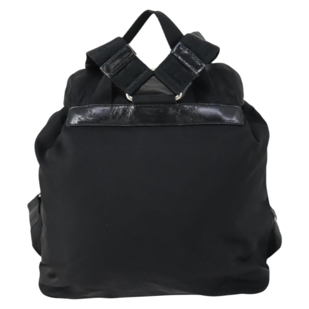 Prada Vela Double Front Pocket Backpack Tessuto With Saffiano Leather Black Nylon Backpack Bag
