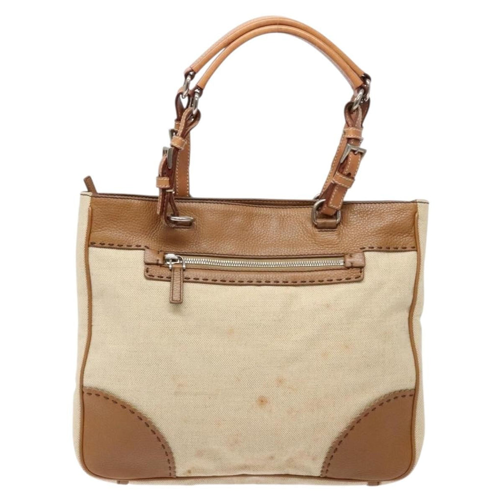 Prada Vintage Convertible Tote Canvas And Leather Beige Canvas Tote Bag Bag