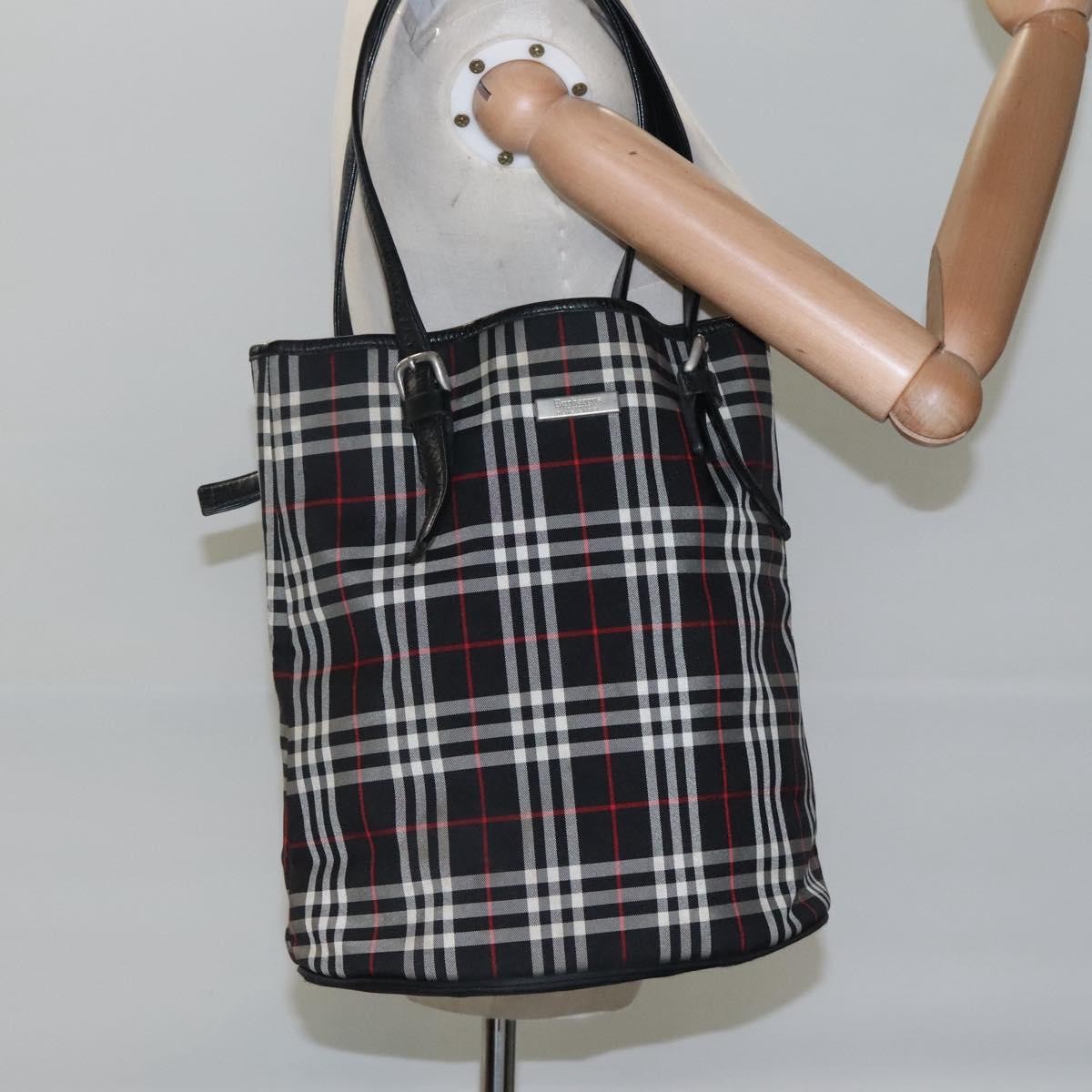 Burberry Nova Check Blue Label Nylon Black Nylon Tote Bag