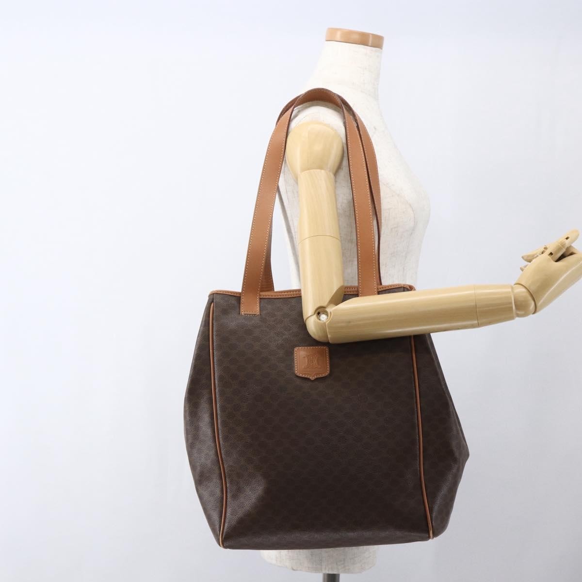 Celine Vintage Macadam Shoulder Bag Canvas And Leather Brown Canvas Shoulder Bag Bag