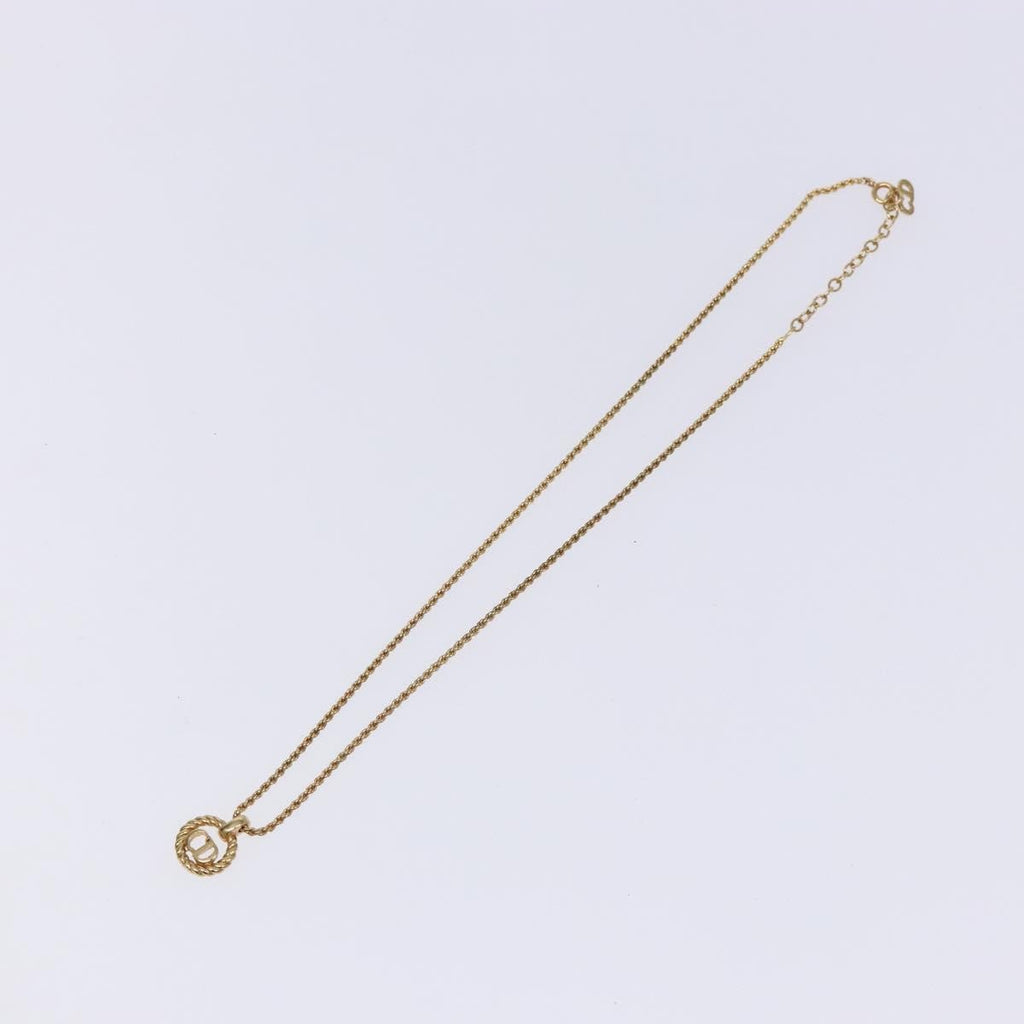 Christian Dior Cd Round Pendant Necklace Metal Gold Metal Jewelry (Pre-Owned)