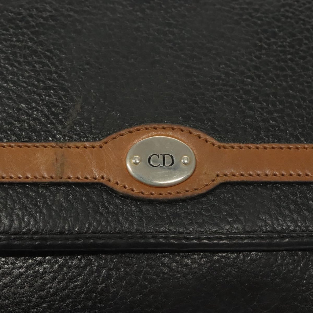 Christian Dior Vintage Trotter Crossbody Bag Leather Black Leather Clutche & Pouche Bag (Pre-Owned)