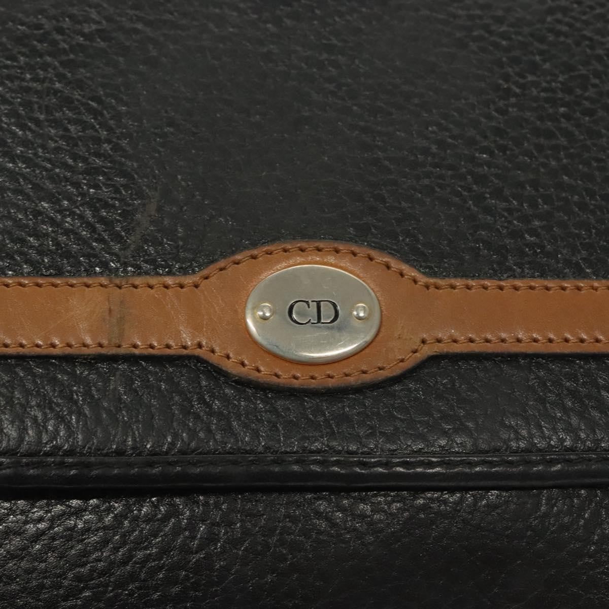 Christian Dior Vintage Trotter Crossbody Bag Leather Black Leather Clutche & Pouche Bag (Pre-Owned)