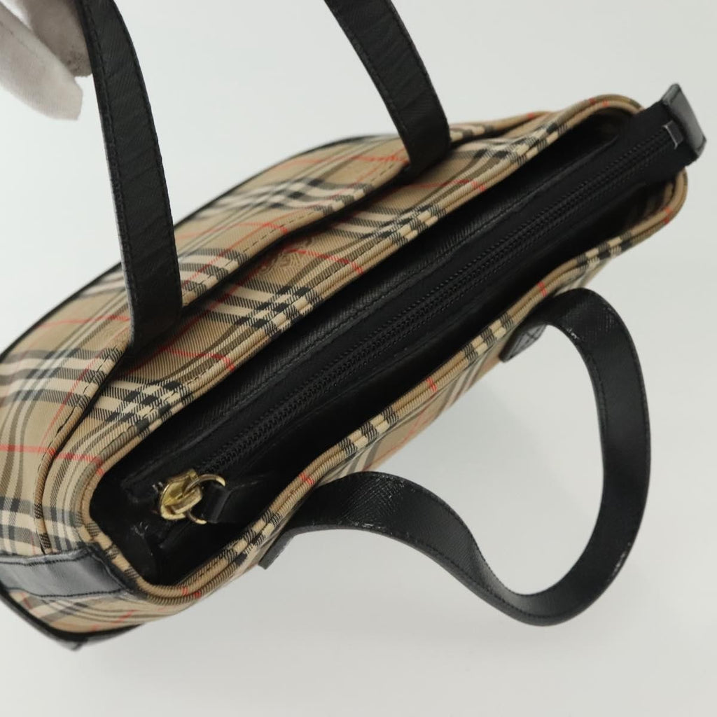Burberry Nova Handbag Check Pattern Beige Canvas Bag