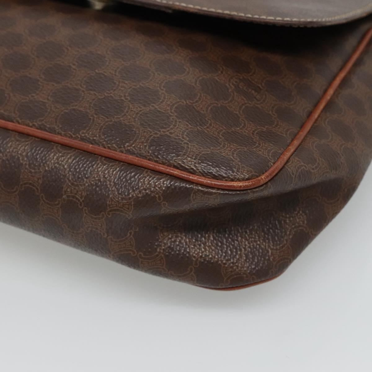 Celine Vintage Macadam Shoulder Bag Canvas Brown Canvas Shoulder Bag Bag