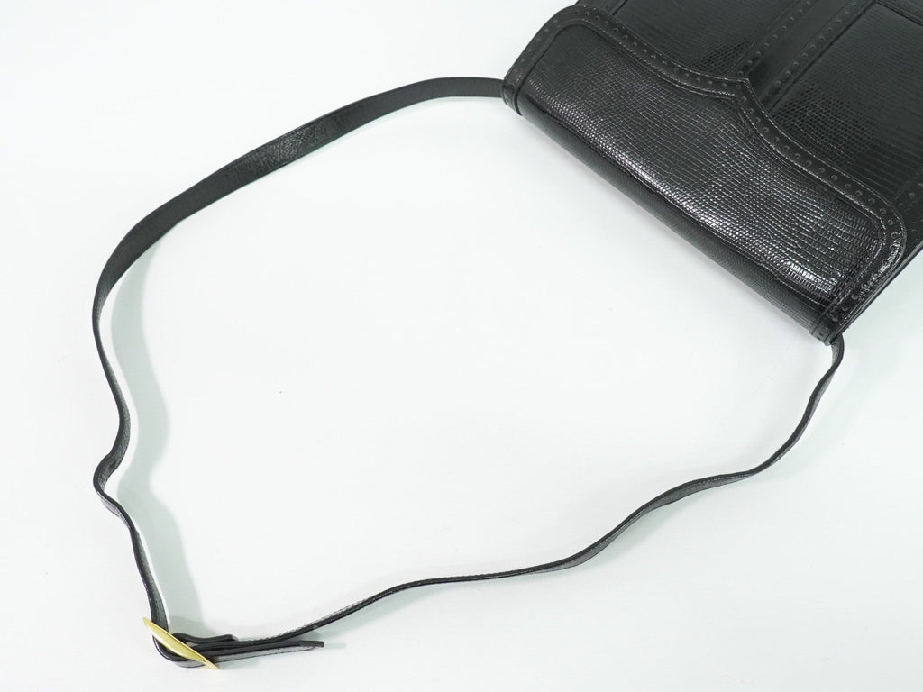 Saint Laurent Vintage Shoulder Bag Leather Black Leather Shoulder Bag Bag (Pre-Owned)