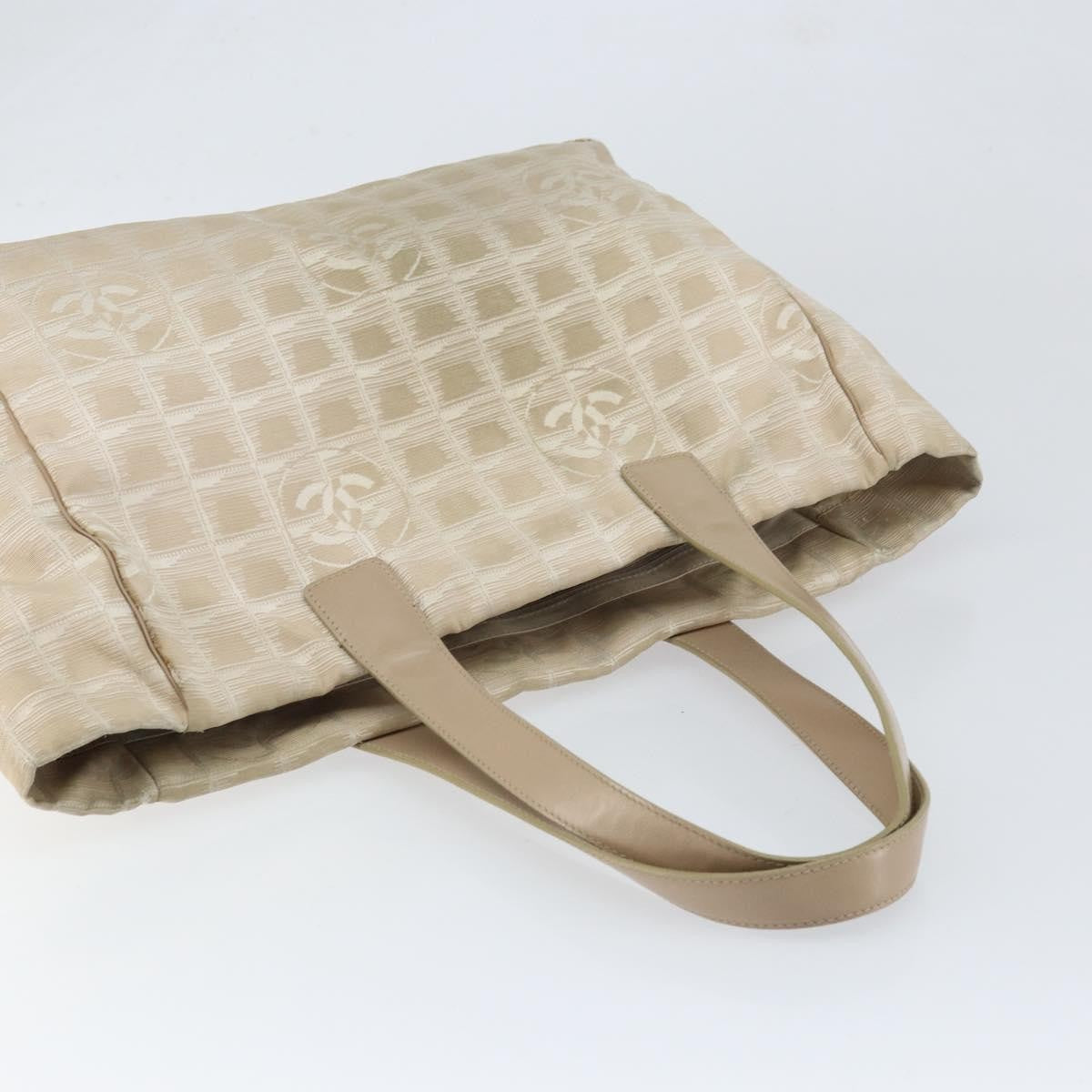 Chanel Travel Line Tote Nylon Beige Nylon Tote Bag Bag
