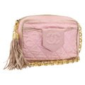 Chanel Vintage Camera Tassel Bag Satin Pink Satin Shoulder Bag Bag