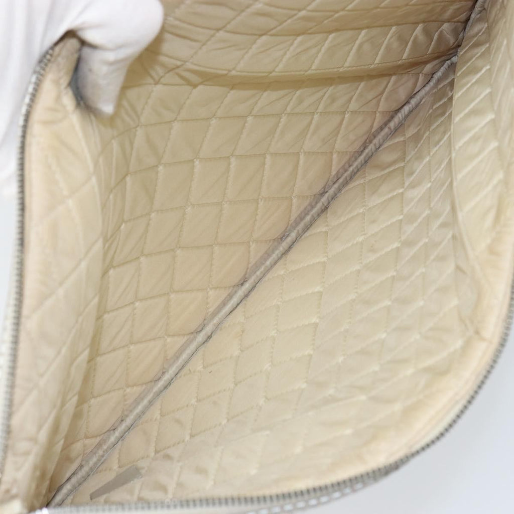Chanel O Case Clutch Quilted Perforated Lambskin Silver Leather Clutche & Pouche Bag