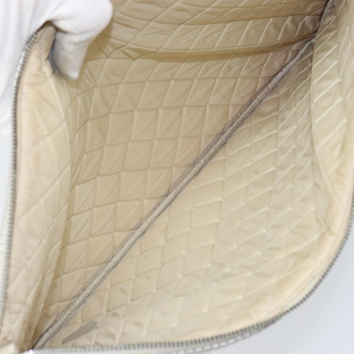 Chanel O Case Clutch Quilted Perforated Lambskin Silver Leather Clutche & Pouche Bag