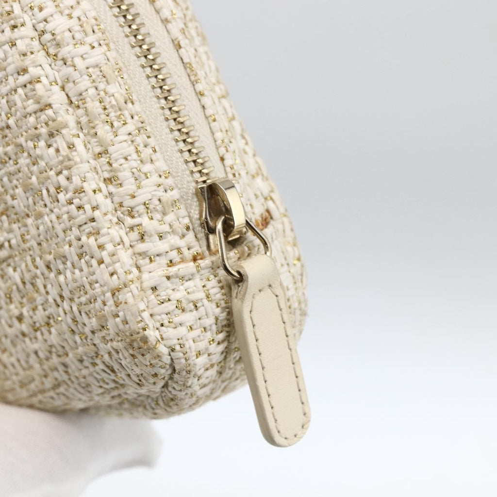 Chanel Deauville Curvy Cosmetic Pouch Tweed Gold Tweed Clutche & Pouche Bag