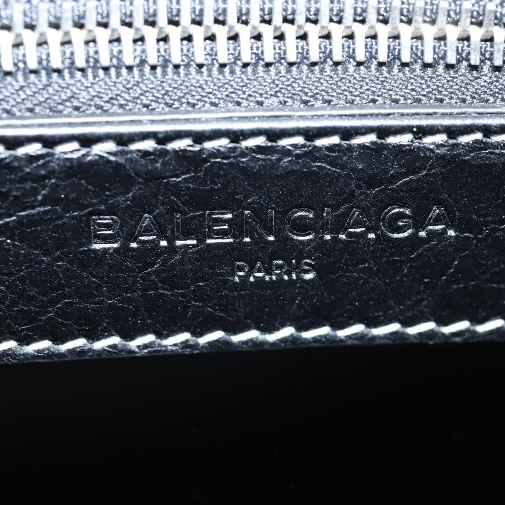 Balenciaga Bazar Convertible Tote Striped Leather Blue Leather Tote Bag