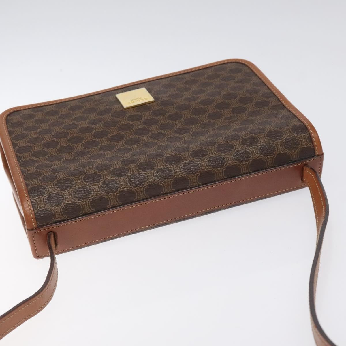 Celine Vintage Macadam Shoulder Bag Canvas And Leather Brown Canvas Shoulder Bag Bag