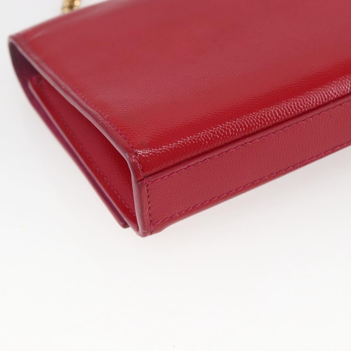 Saint Laurent Classic Monogram Crossbody Bag Grainy Leather Red Leather Clutche & Pouche Bag (Pre-Owned)
