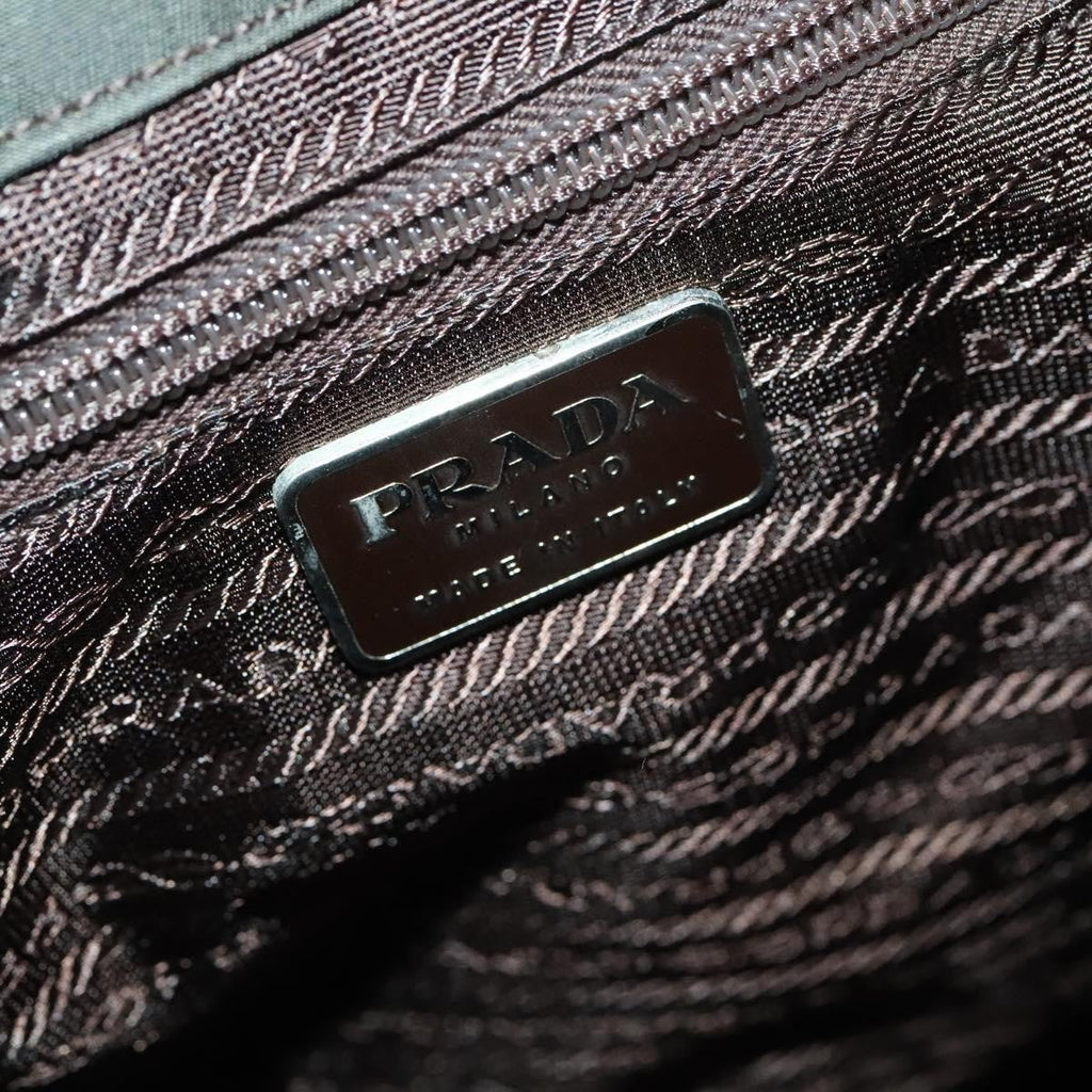 Prada Front Pocket Buckle Backpack Nylon Khaki Nylon Backpack Bag