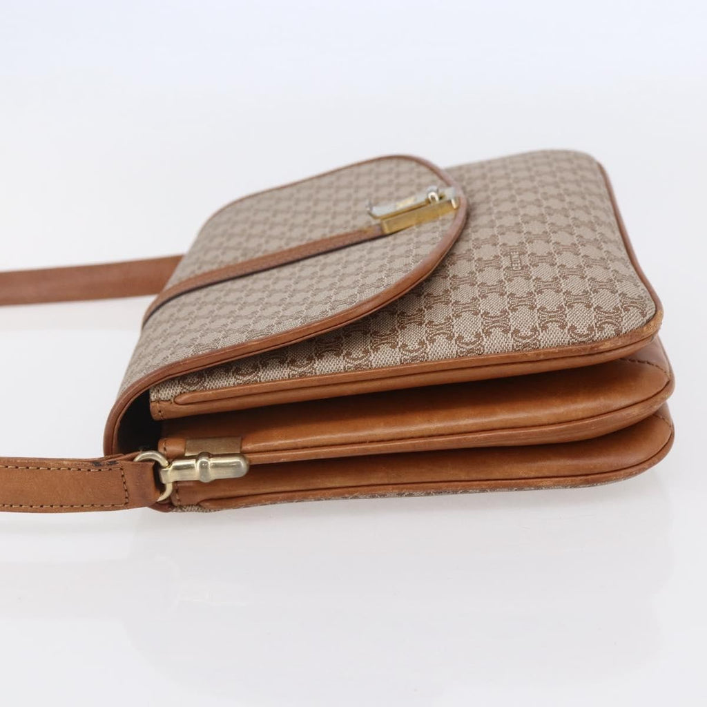 Celine Vintage Macadam Shoulder Bag Canvas And Leather Beige Canvas Shoulder Bag Bag