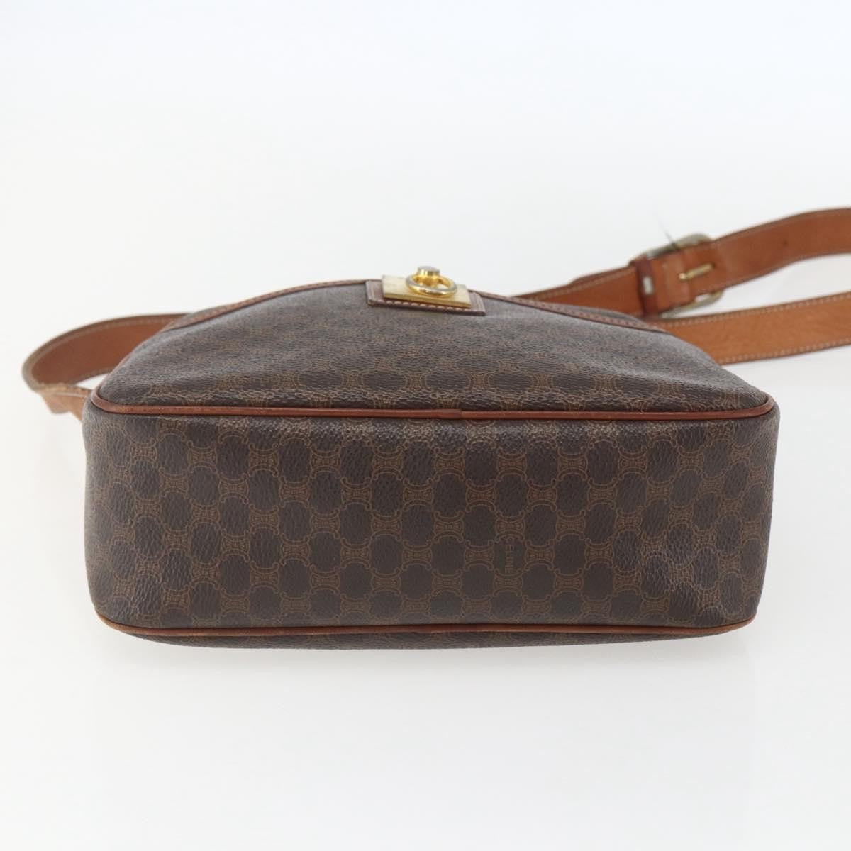 Celine Vintage Macadam Shoulder Bag Canvas And Leather Brown Canvas Shoulder Bag Bag