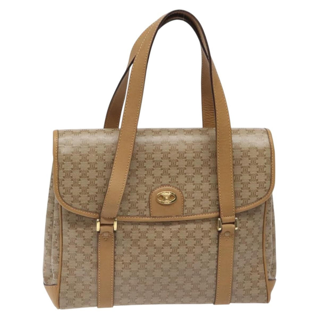 Celine Vintage Macadam Handbag Canvas And Leather Beige Canvas Handbag