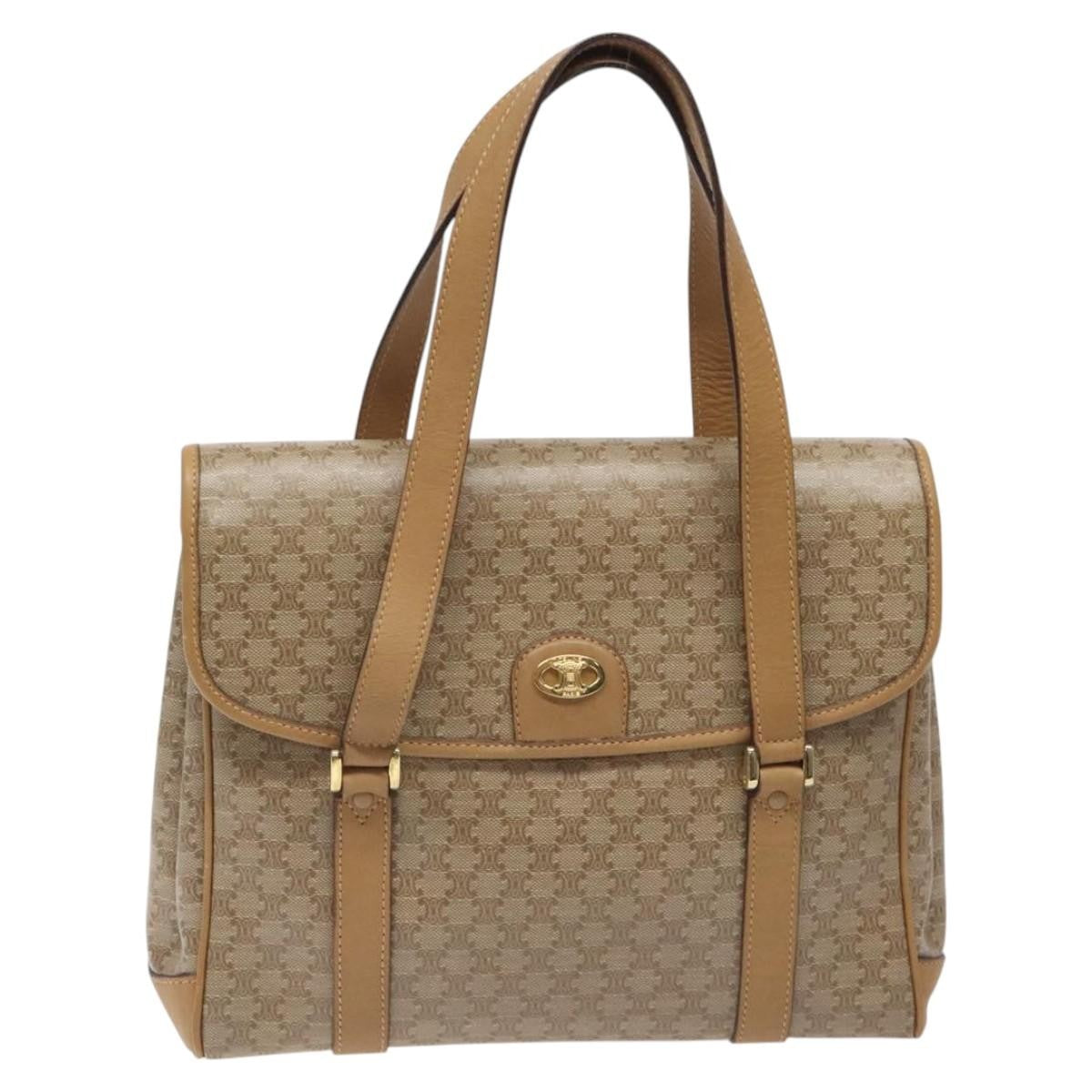 Celine Vintage Macadam Handbag Canvas And Leather Beige Canvas Handbag