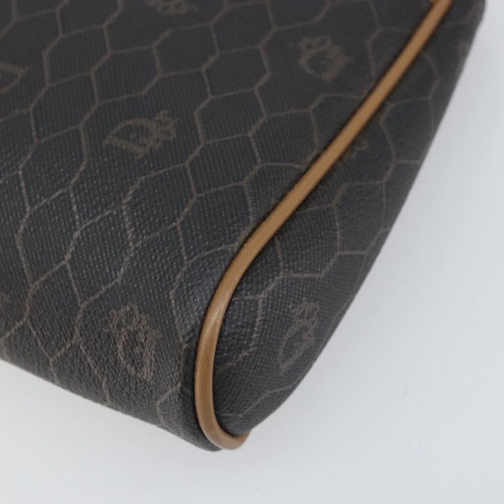 Christian Dior Vintage Honeycomb Zip Pouch Canvas And Leather Black Canvas Clutche & Pouche Bag (Pre-Owned)