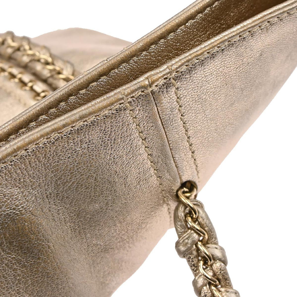 Chanel Luxe Ligne Zipped Tote Leather Gold Leather Tote Bag Bag