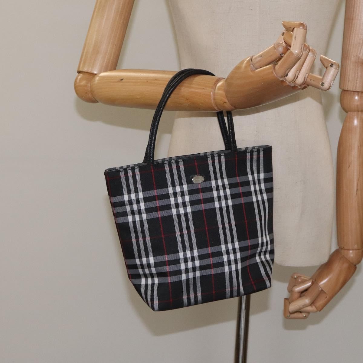 Burberry Nova Check Tote Nylon Black Nylon Handbag
