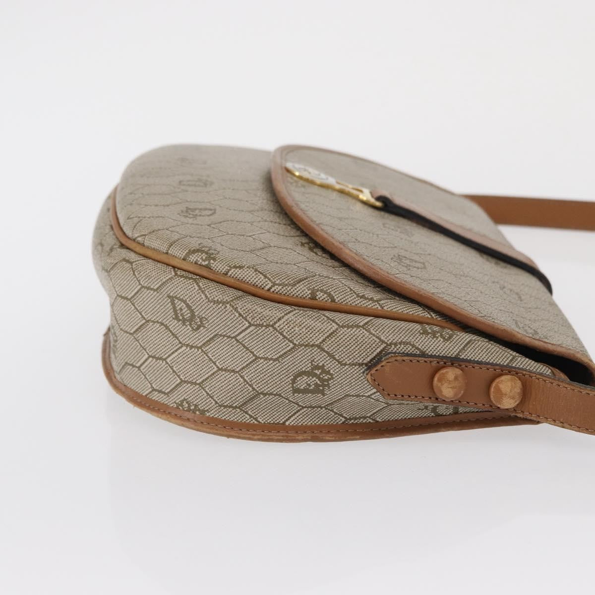 Christian Dior Vintage Honeycomb Shoulder Bag Canvas And Leather Beige Canvas Shoulder Bag Bag (Pre-Owned)
