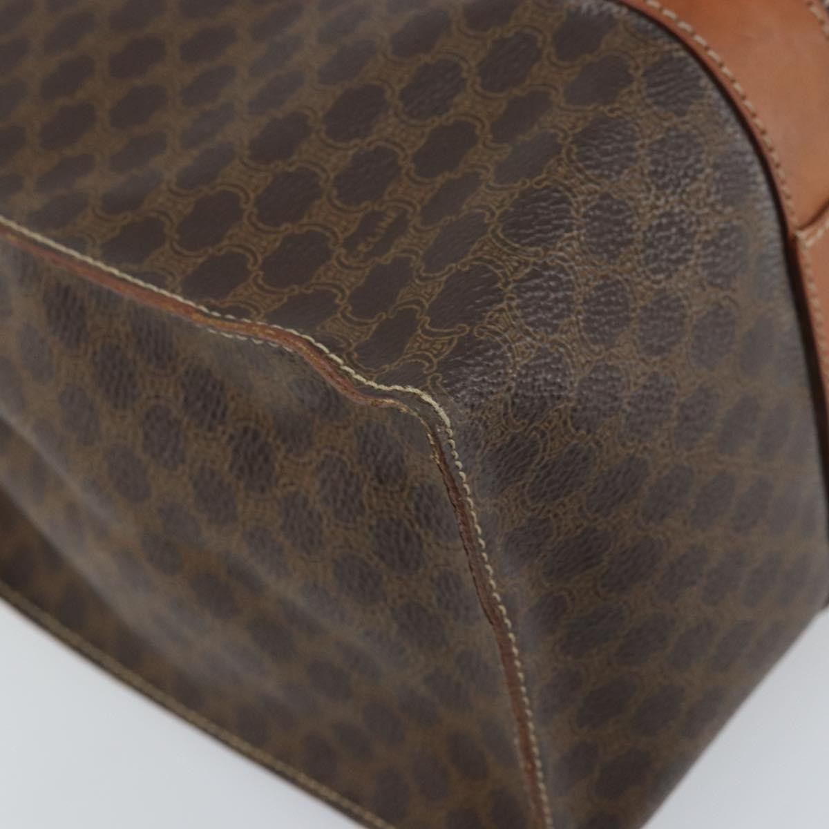 Celine Vintage Macadam Handbag Canvas And Leather Brown Canvas Tote Bag Bag