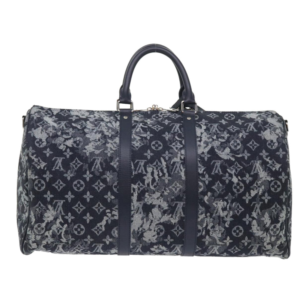 Louis Vuitton Keepall Bandouliere Bag Monogram Tapestry Canvas Navy Canvas Bag