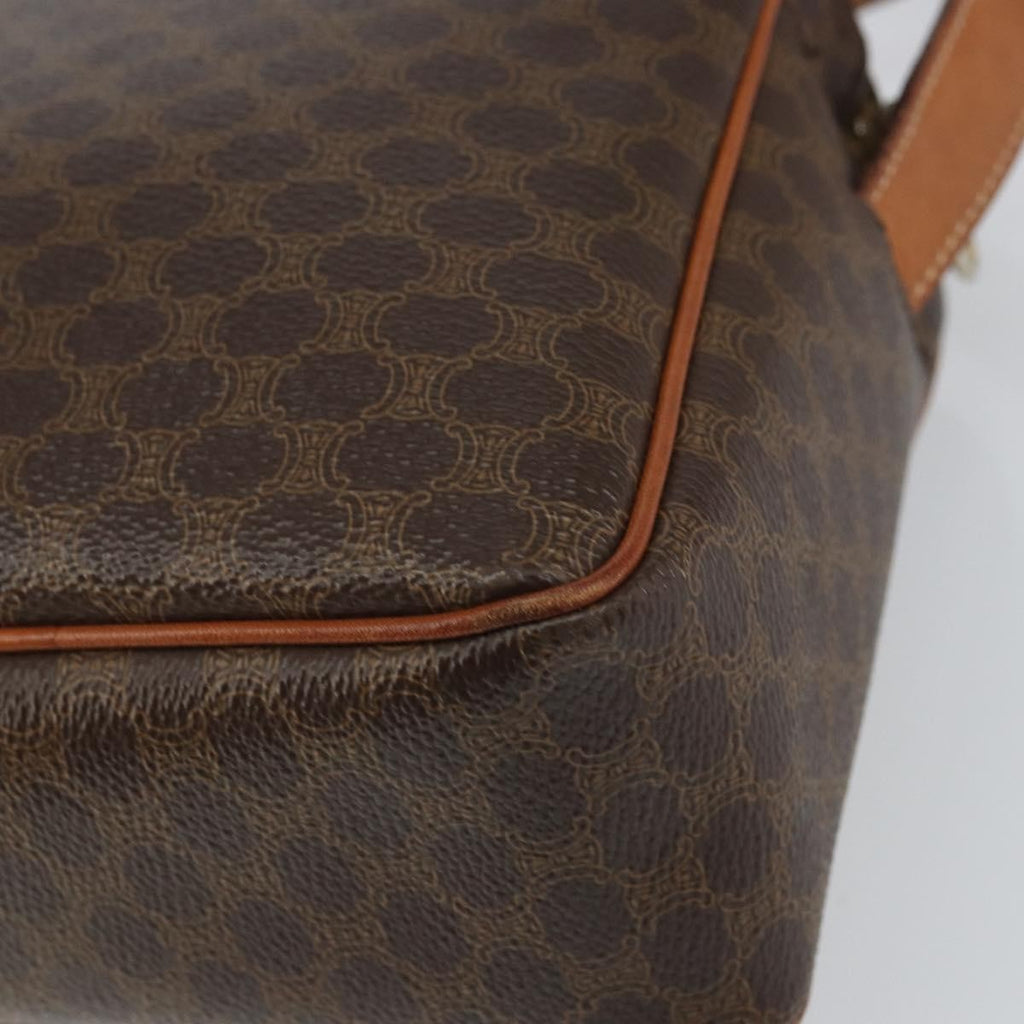 Celine Vintage Macadam Shoulder Bag Canvas And Leather Brown Canvas Shoulder Bag Bag