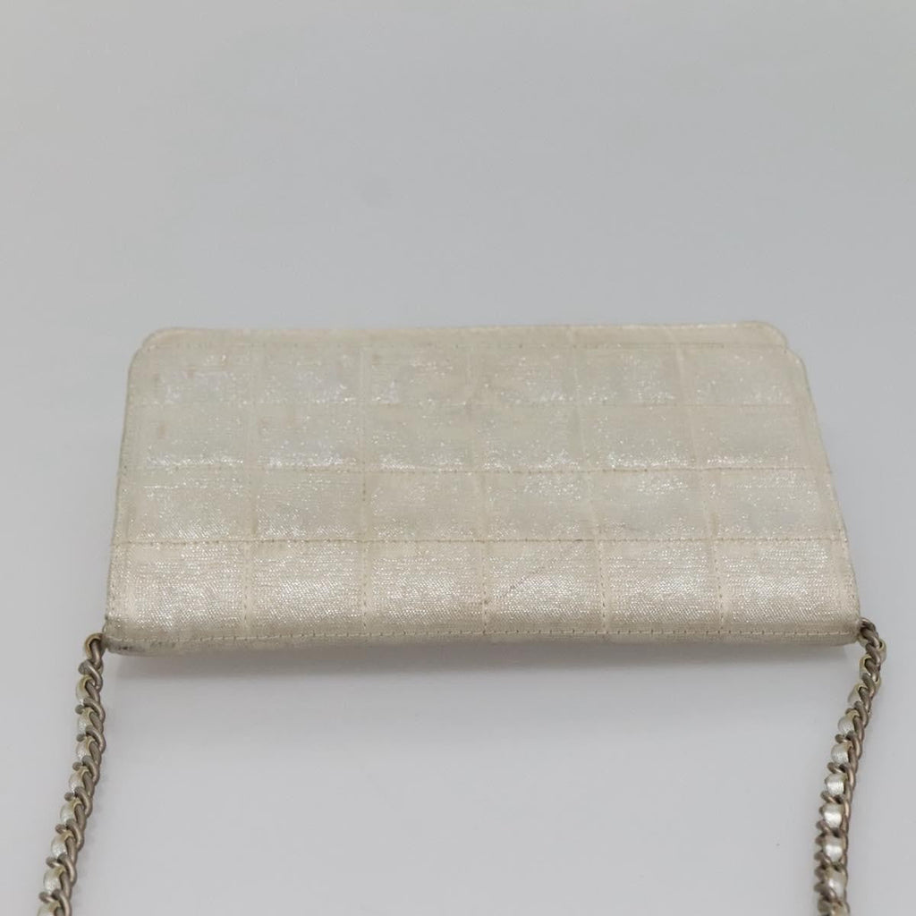 Chanel Travel Line Wallet On Chain Quilted Nylon Silver Nylon Bag