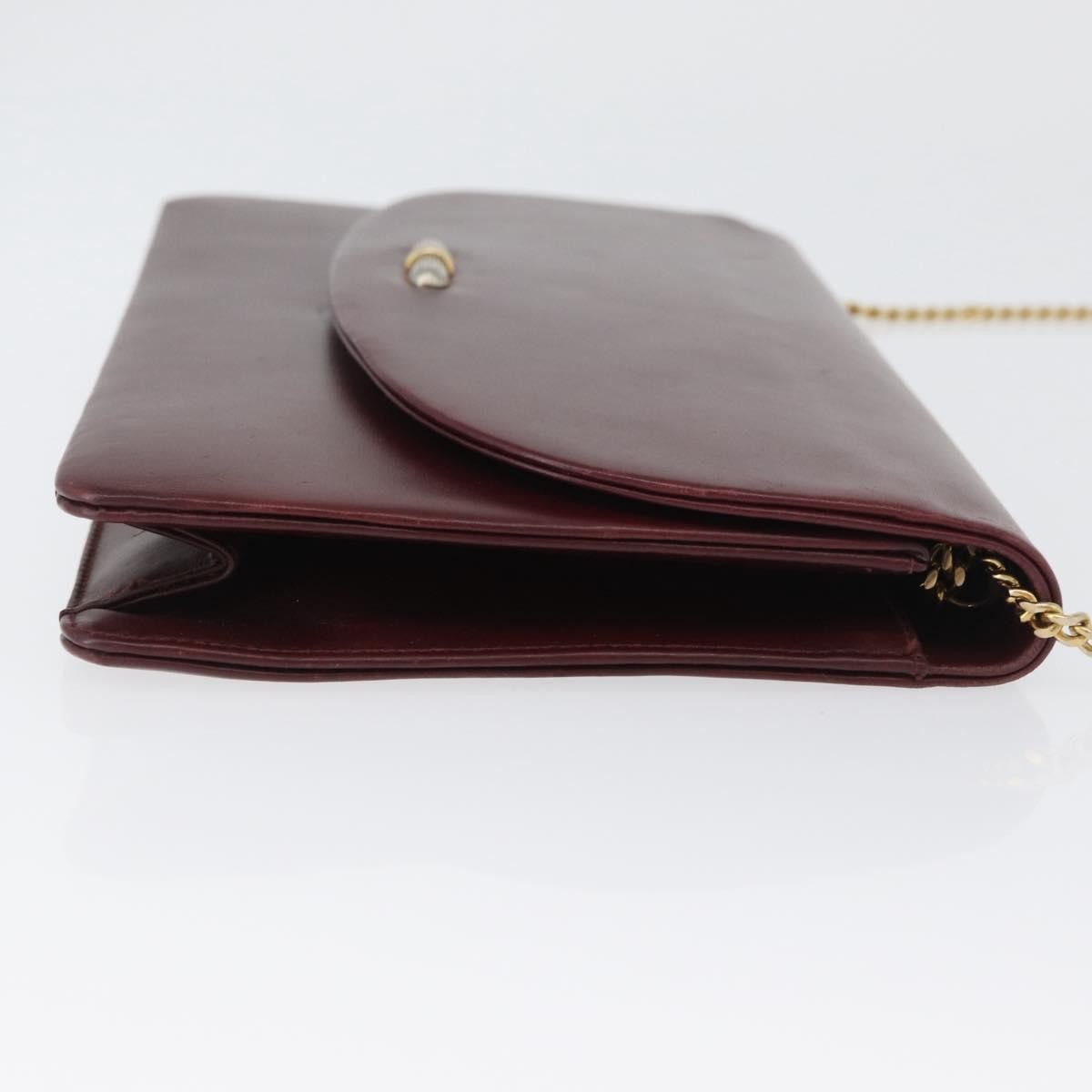 Christian Dior Vintage Chain Flap Shoulder Bag Leather Burgundy Leather Shoulder Bag Bag (Pre-Owned)