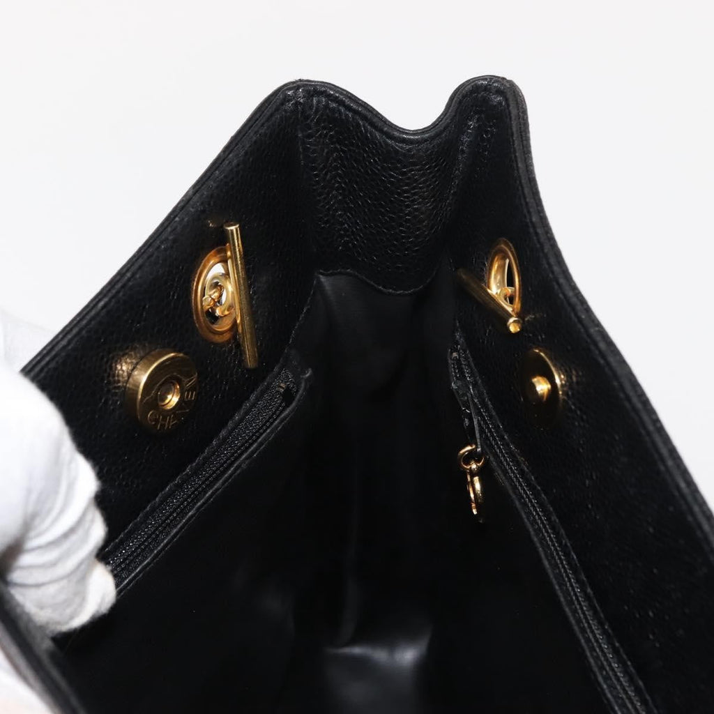 Chanel Vintage Cc Chain Tote Caviar Black Leather Tote Bag Bag