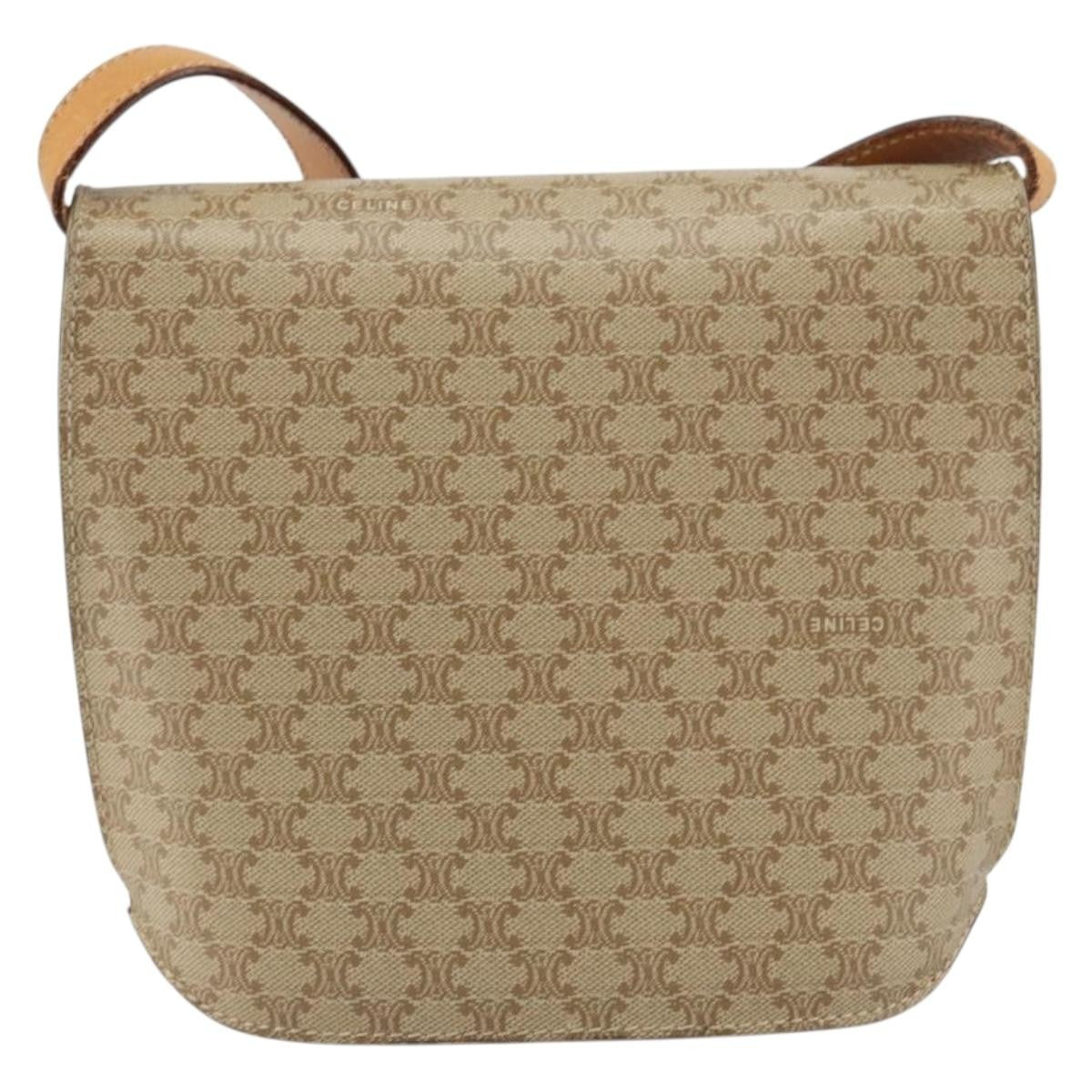Celine Vintage Macadam Shoulder Bag Canvas Beige Canvas Shoulder Bag Bag