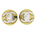 Chanel Round Cc Turnlock Clip-On Earrings Metal Gold Gold_Plated Earrings Jewelry